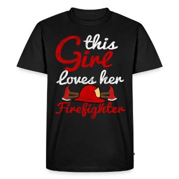 Service d'incendie femme pompier appel d'urgence clignotant - T-shirt Premium bio Homme - noir - Devant - Nico (187cm)