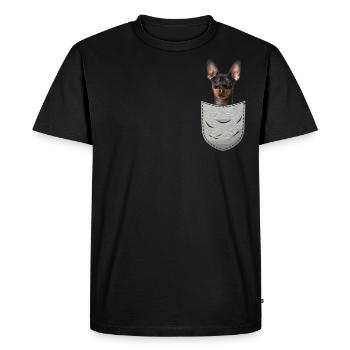 Poche poitrine Pinscher miniature Pinscher nain - T-shirt Premium bio Homme - noir - Devant - Nico (187cm)