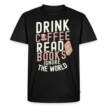 book - Men's Premium Organic T-Shirt - black - Front - Nico (187cm)
