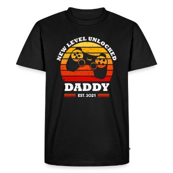 Gamer papa level up daddy design pour un - T-shirt Premium bio Homme - noir - Devant - Nico (187cm)
