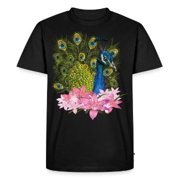 Peacock - Men's Premium Organic T-Shirt - black - Front - Nico (187cm)