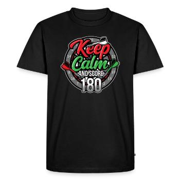 Dart Keep Calm and Score 180 Cadeau de jeu de fléchettes - T-shirt Premium bio Homme - noir - Devant - Nico (187cm)