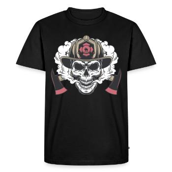 Firefighter Halloween Costume Thin Red Line Skull - Men's Premium Organic T-Shirt - black - Front - Nico (187cm)