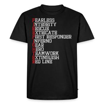 Premier intervenant pompier mince ligne rouge - T-shirt Premium bio Homme - noir - Devant - Nico (187cm)