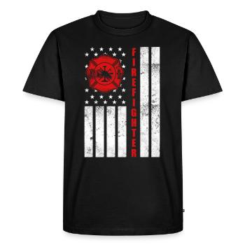 Drapeau américain pompier drapeau mince ligne rouge - T-shirt Premium bio Homme - noir - Devant - Nico (187cm)