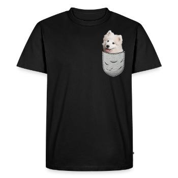 Samoyed Samoyed Chest Pocket Pocket Dog Owner - T-shirt Premium bio Homme - noir - Devant - Nico (187cm)