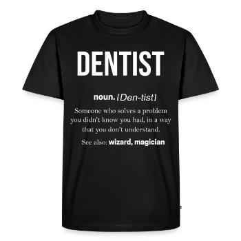 Dentiste dentifrice remplissage chirurgie pratique - T-shirt Premium bio Homme - noir - Devant - Nico (187cm)