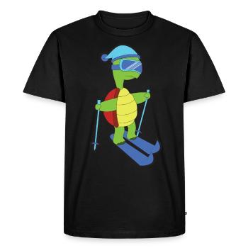 Ski Animal Turtle - Men's Premium Organic T-Shirt - black - Front - Nico (187cm)