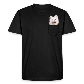 Samoyed Samoyed Chest Pocket Pocket Dog Owner - T-shirt Premium bio Homme - noir - Devant - Nico (187cm)