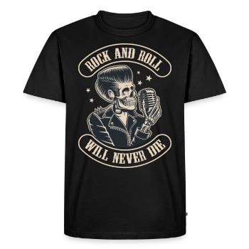 Elvis Rock And Roll Will Never Die 1977 Hard - Men's Premium Organic T-Shirt - black - Front - Nico (187cm)