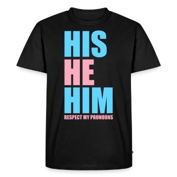 Ses pronoms transgenres He Him LGBTQ Trans Pridel - T-shirt Premium bio Homme - noir - Devant - Nico (187cm)