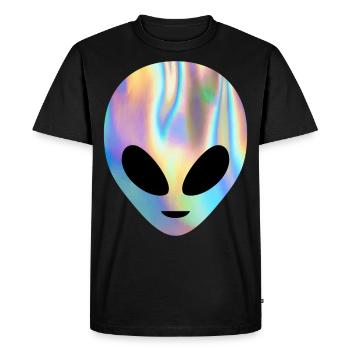 Soucoupe volante OVNI à tête extraterrestre colorée Believe Rain - T-shirt Premium bio Homme - noir - Devant - Nico (187cm)