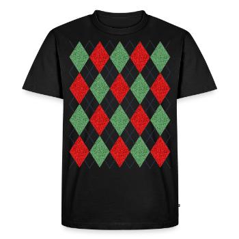 Checked Pattern - Men's Premium Organic T-Shirt - black - Front - Nico (187cm)