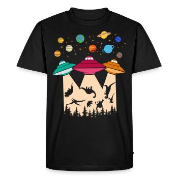 Dinosaures enlèvement extraterrestre - Extraterrestre extraterrestre UFO - T-shirt Premium bio Homme - noir - Devant - Nico (187cm)