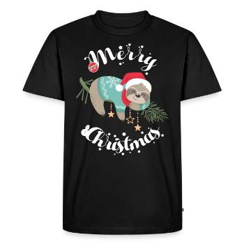 Cadeau de paresseux de Noël - Fantaisie paresseux - T-shirt Premium bio Homme - noir - Devant - Nico (187cm)