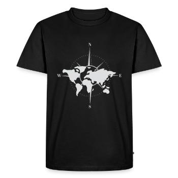 Carte du monde avec boussole - Découvrez le monde - T-shirt Premium bio Homme - noir - Devant - Nico (187cm)