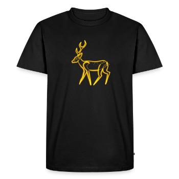 Le cerf de la forêt jaune néon - T-shirt Premium bio Homme - noir - Devant - Nico (187cm)
