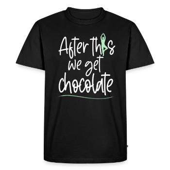 Yoga et chocolat cadeau pour yogi ou gourou - T-shirt Premium bio Homme - noir - Devant - Nico (187cm)