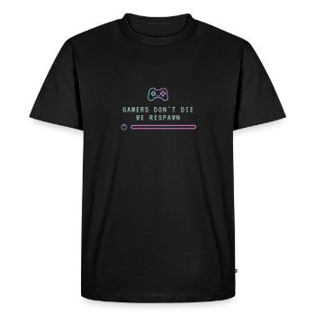 Les joueurs ne meurent pas, nous réapparaissent | Motif de joueur - T-shirt Premium bio Homme - noir - Devant - Nico (187cm)