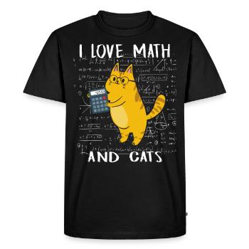 J'aime les mathématiques et les chats, professeur de mathématiques, élève K - T-shirt Premium bio Homme - noir - Devant - Nico (187cm)