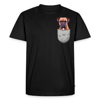 Deutscher Boxer Brust-Tasche Pocket Hundebesitzer - Männer Premium Bio T-Shirt - Schwarz - Vorne - Nico (187cm)