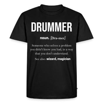 Tambours - T-shirt Premium bio Homme - noir - Devant - Nico (187cm)