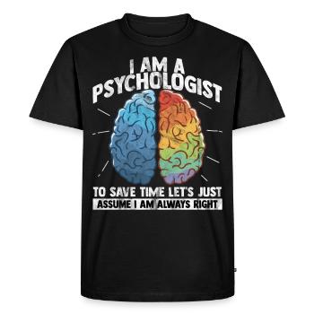 psychologue - T-shirt Premium bio Homme - noir - Devant - Nico (187cm)