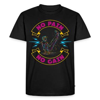 Pas de douleur pas de gain calisthenics cadeau v-sit gym - T-shirt Premium bio Homme - noir - Devant - Nico (187cm)