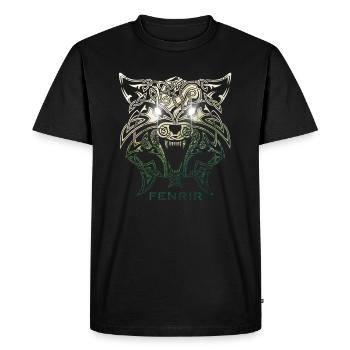 Fenrir wolf, viking mythology nature background - Men's Premium Organic T-Shirt - black - Front - Nico (187cm)