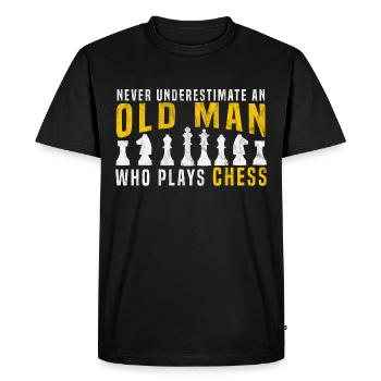 vieil homme jouant aux échecs - T-shirt Premium bio Homme - noir - Devant - Nico (187cm)