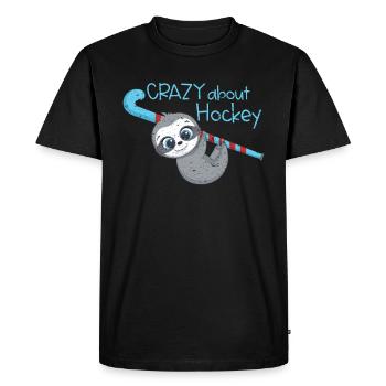 Field Hockey Crazy About Fieldhockey cute Sloth - Men's Premium Organic T-Shirt - black - Front - Nico (187cm)