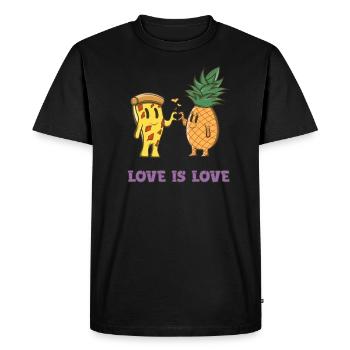 Love Is Love - Hawaiian Pizza Love - Pizza à l'ananas - T-shirt Premium bio Homme - noir - Devant - Nico (187cm)