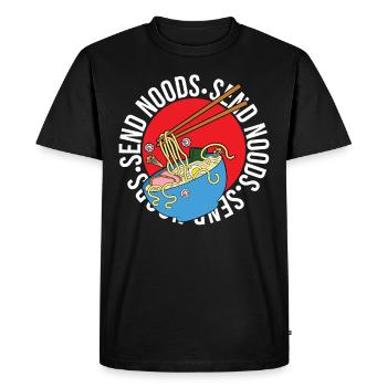 Funny Send Noods Nudes Noodle Soup Ramen - Men's Premium Organic T-Shirt - black - Front - Nico (187cm)