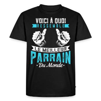 Meilleur Parrain Du Monde Oncle Parrain Cadeau - T-shirt Premium bio Homme - noir - Devant - Nico (187cm)