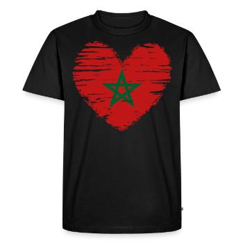 Morocco heart flag flag coat - Men's Premium Organic T-Shirt - black - Front - Nico (187cm)