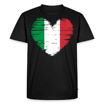 Italie coeur drapeau drapeau blason - T-shirt Premium bio Homme - noir - Devant - Nico (187cm)