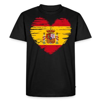 Spain heart flag flag coat of arms - Men's Premium Organic T-Shirt - black - Front - Nico (187cm)