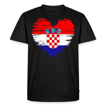 Manteau drapeau drapeau coeur Croatie - T-shirt Premium bio Homme - noir - Devant - Nico (187cm)