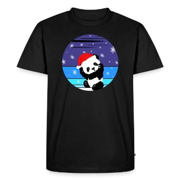 Un Doux Petit Panda Avec un bonnet de Noël - T-shirt Premium bio Homme - noir - Devant - Nico (187cm)