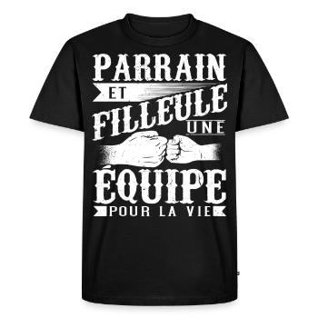 Cadeau Parrain et Filleule - Humour - T-shirt Premium bio Homme - noir - Devant - Nico (187cm)