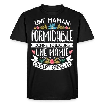 Mamie Exeptionnelle Cadeau - T-shirt Premium bio Homme - noir - Devant - Nico (187cm)