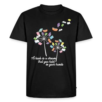 Reading a Book Literature A Book Is A Dream That Hold I - Men's Premium Organic T-Shirt - black - Front - Nico (187cm)