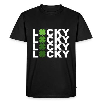 Lucky shamrock small - Men's Premium Organic T-Shirt - black - Front - Nico (187cm)