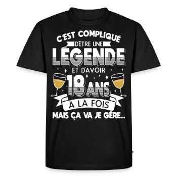Anniversaire 18 ans Cadeau Anniv Humour Fille - T-shirt Premium bio Homme - noir - Devant - Nico (187cm)