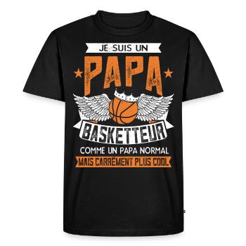 Papa Basketteur Humour Cadeau - T-shirt Premium bio Homme - noir - Devant - Nico (187cm)
