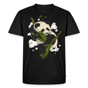 Le panda endormi panda ours cadeau animal bambou - T-shirt Premium bio Homme - noir - Devant - Nico (187cm)
