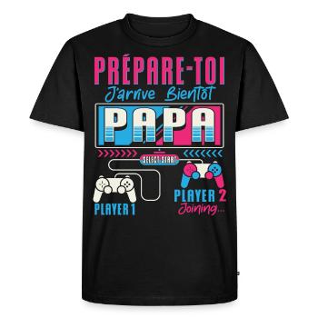 Grossesse Futur Papa Gamers Humour - T-shirt Premium bio Homme - noir - Devant - Nico (187cm)