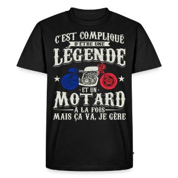 Motard Francais Cadeau - T-shirt Premium bio Homme - noir - Devant - Nico (187cm)
