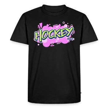 Cadeau de conception de texte PopArt maman de hockey sur gazon - T-shirt Premium bio Homme - noir - Devant - Nico (187cm)