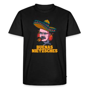 Le motif de Buenas Nietzsche pour un philosophe - T-shirt Premium bio Homme - noir - Devant - Nico (187cm)